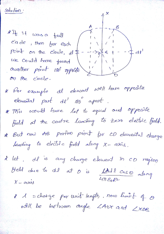 Solca-Hion ci cle , then bor eoch Point on the ci cle, djキ--:->a < t tue Coula have Hoeho on thecvcle. eleweilal pao apart ield the cdre lann eletbic fiels leadiug to eledbie field aleng x- aais cD elawestal charge , novo