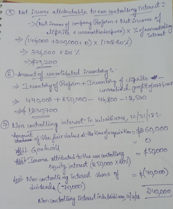 ncontrolling interests ③ Net income attributable to non controlling inte ->(Net invorne of company Proforum + Not income o7.