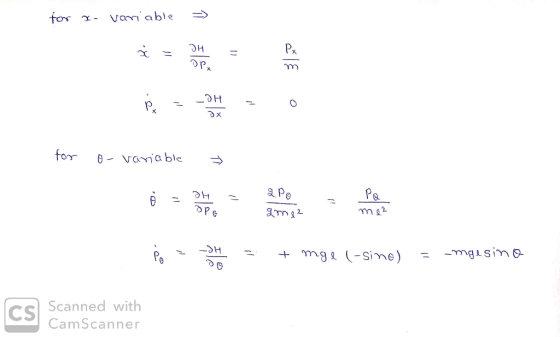 for x- variable = for o- variable - Po = -4 = + mge (-sine) = -mgesino CS Scanned with CamScanner