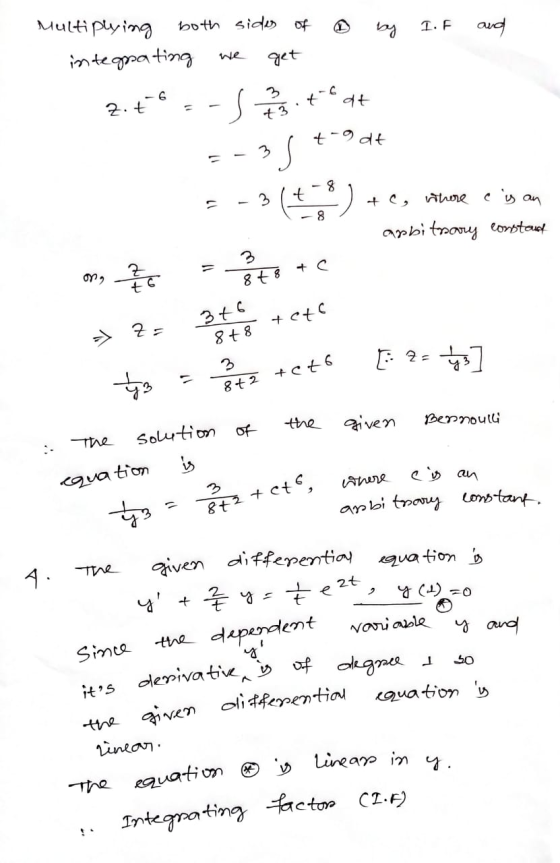 1. F 3 zot +-6 dt +3. s 2 - 35 - 3640) 3 8 + 8 + c on 2 76 3+6 8 +8 teto - Za its denivative is of degree - Multiplying both