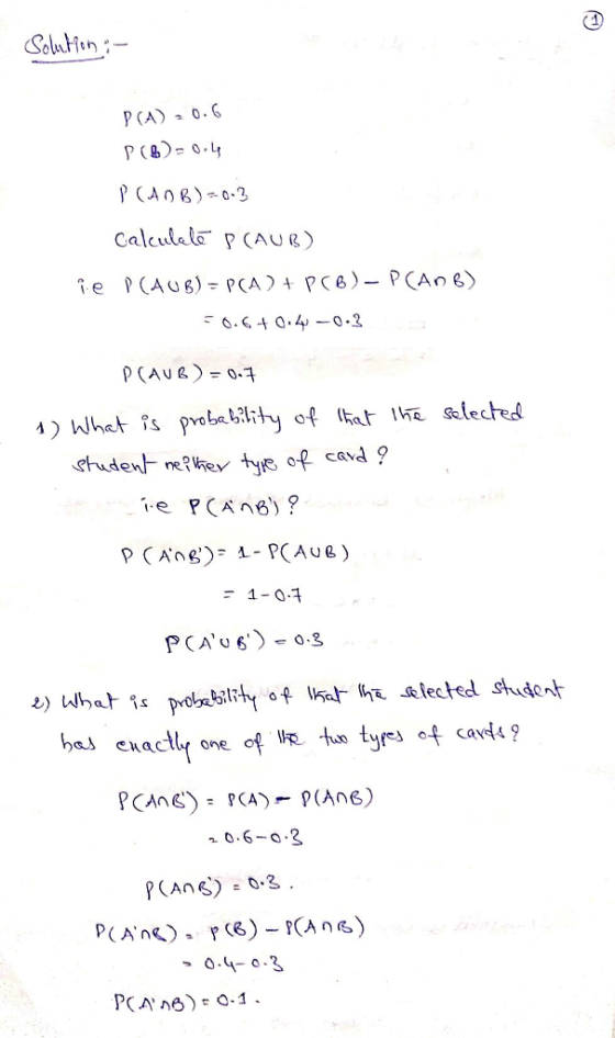 P (A) 0.6 P (A08) 0-3 calculele P CAUR) PcA - 0.3 has enactly one of tyres of cav449 ュ0.6-0.2 P(Ang) 0.3