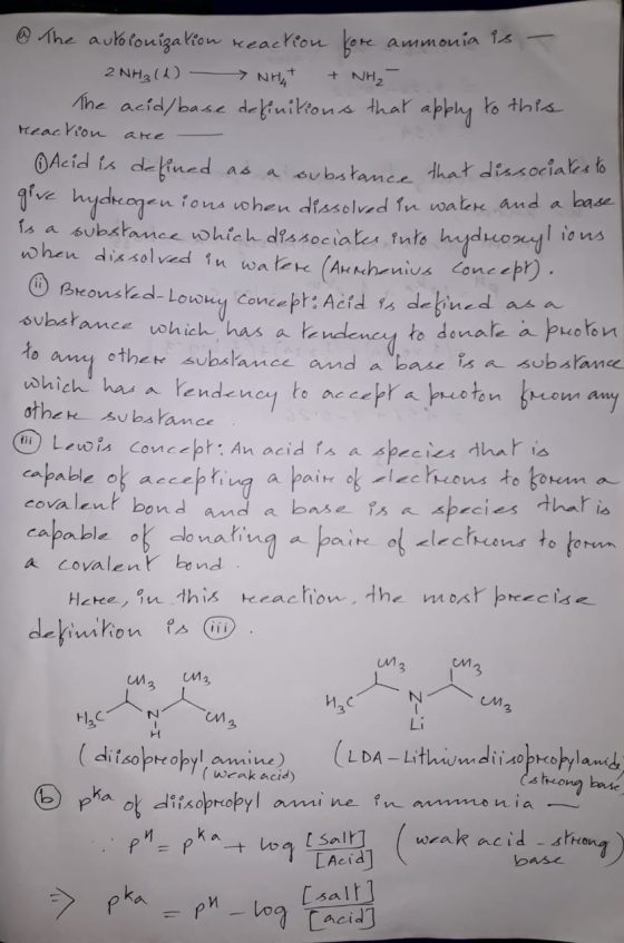 @ The aukolonization reaction kore ammonia is T 2NH3(1) NHAT + NH₃- The acid/base definitions that apply to this reaction are