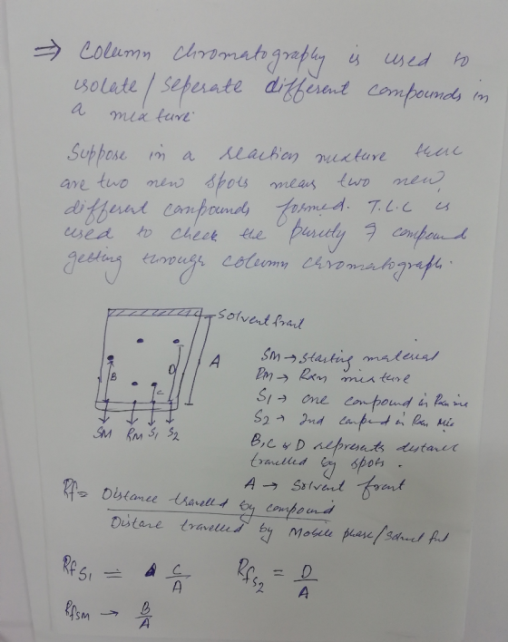 ² Column chromatography iu used to solate / seperate different compounds in a mia fure Suppose in a reaction suature there ar