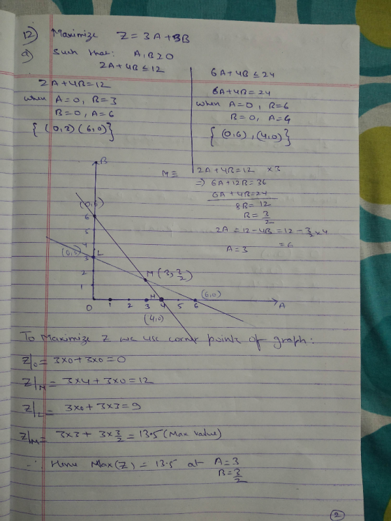 Masimize Z3 A13B 12 har: A,R20 2A+4R 12 6Aォ48 -24 2A+uR=12 6A+u2ニ24 ahen A-o, R-3 A OI2=L when REO,A=C 2At4R12 6A12R= 36 8 R=