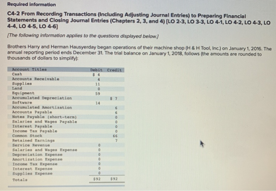 Required information C4-2 From Recording Transactions (Including Adjusting Journal Entries) to Preparing Financial Statements
