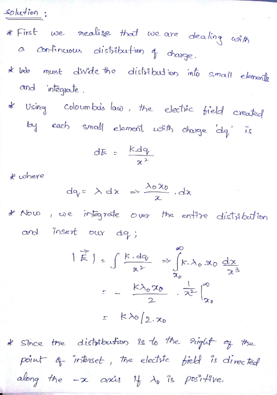 solhution * First, we geali e #a toe are k e must divde the disbbu on inl small elomonts and nteate n Coloum bus la the electic bield created by each small element u5% charge dg. よ Usin , 20 犬cohere 30 2X 2