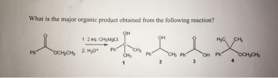 What is the major organic product obtained from the following reaction? 1. 2 eq. CH3MgCi CHs Ph Hs Ph CH2CH