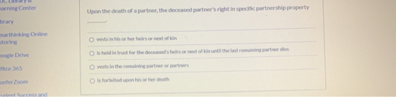 JJ Library earning Center Upon the death of a partner, the deceased partners right in specific partnership property brary ma