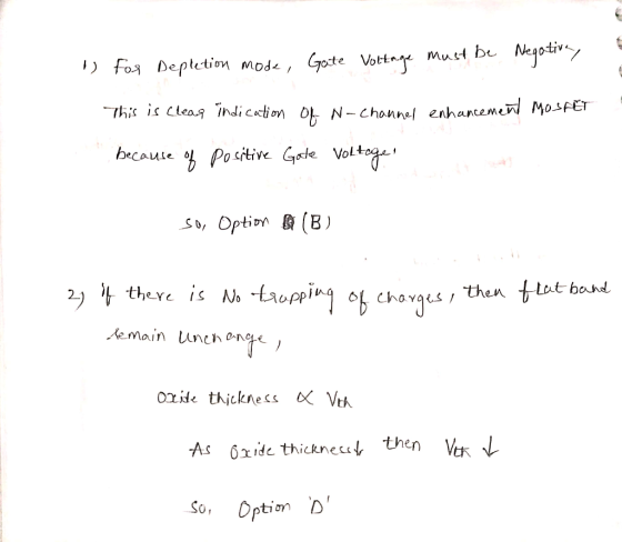 ptetin moda, ot Vottay because So, Optivn& (B) charges , then flat band emain unch once Oride thickness Vth As 6xide thicknec