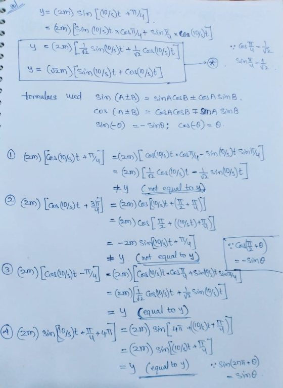 2. trmulate wed sin (A±B) sin ACasB&Cons Asim B. = Sinll y Chet equal to y) --Sim 9 = y (equal to y) @m) giRo@ ^뜩]