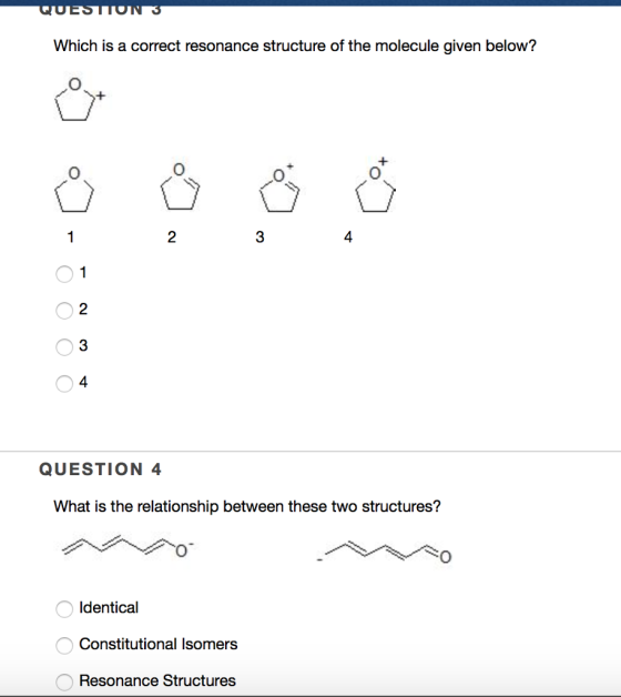 Which is a correct resonance structure of the mole
