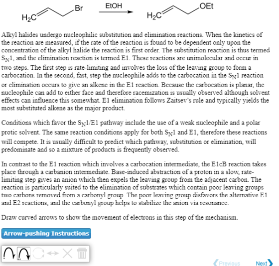 BrEtOH a OEt Hace H2C Alkyl halides undergo nucleophilic substitution and elimination reactions. When the kinetics of the rea