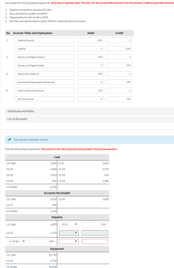 Journalize the following adjusting entries. (If no entry is required, select No Entry for the account titles and enter for