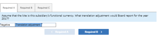 Required A Required B Required Assume that the kite is this subsidiarys functional currency. What translation adjustment wou