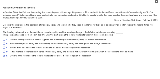 O Fed is split over time of rate rise In October 2009, the Fed was forecasting that unemployment will average 9.8 percent in