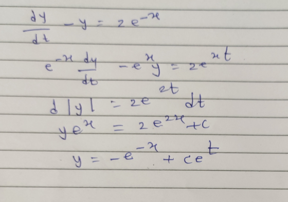 dy - y = 26-ne dt 2 اجالا کی you = 2 e2e to y = -6 + cet