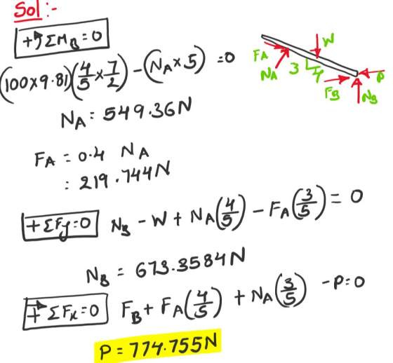 Sol:- 3 NA: 59 36N FA : o4 NA 219.44N 의 NS-N t N49-n@):。 Ng673.3584N P:774.755N