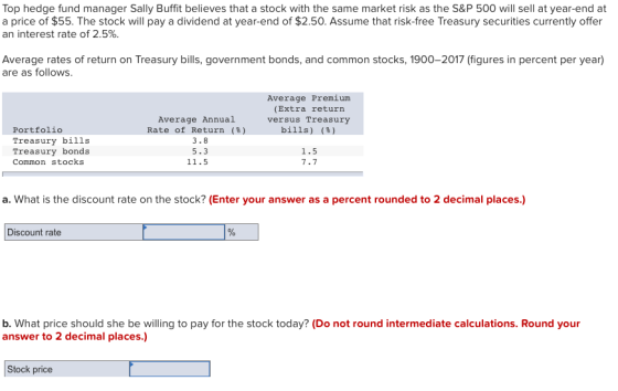 Top hedge fund manager Sally Buffit believes that a stock with the same market risk as the S&P 500 will sell at year-end at a