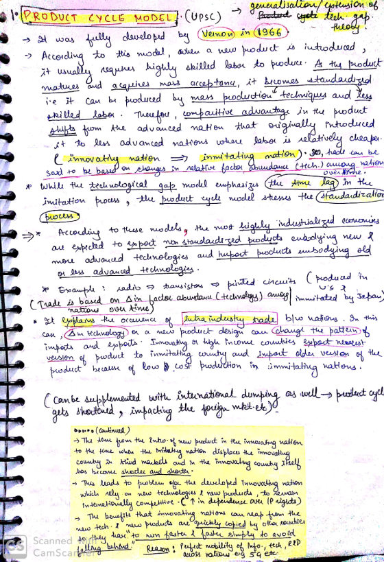 generalisation/extension of SIOPRODUCT CYCLE MODEL (Upsc) brooduct cytte tech gap.. - It was fully developed by Vernon) in 19