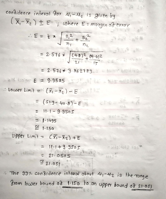 at the bor i estom mokropora poder confidence interal vor ll, ll2 is given by (3,-2) + E where E= morgen oz error .. E= tx 2