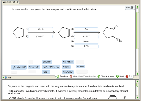 Image for In each reaction box, place the best reagent and conditions from the list below. Only one of the reagents ca