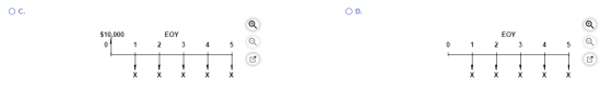 O c. OD. $10,000 EOY 1 2 3 4 5 0 1 EOY 2 3 4 5 O ou x x x X X X
