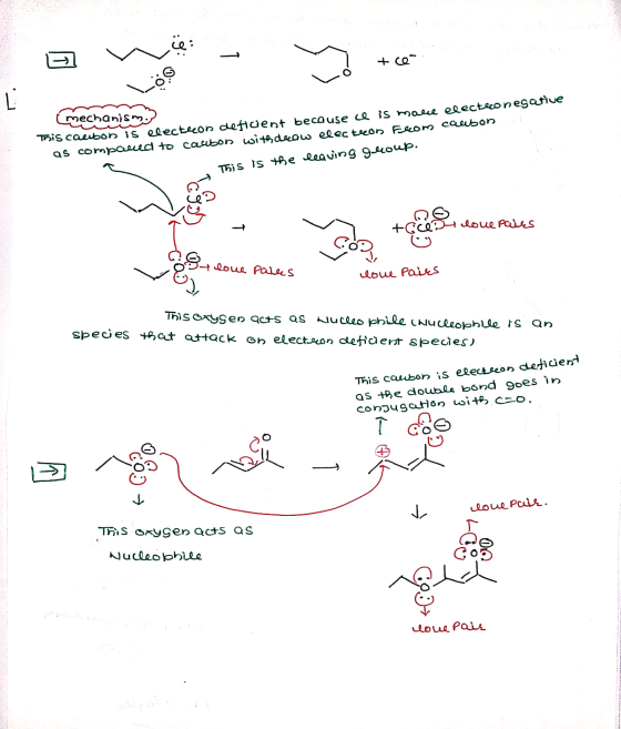 Gmechanism. This carbon is electron deficent because ce is malce electronesolve as compared to cacbon withdraw electeon Fleom