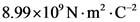 8.99X10°N m2-C2

