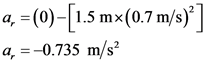 a,= (0)-[1.5 mx(0.7 m/s)]
a, = -0.735 m/s?
