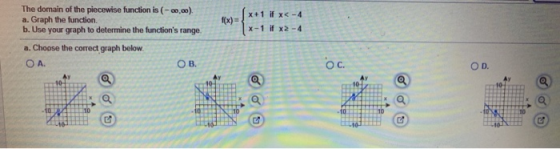 f(x)= The domain of the piecewise function is (-00,00) a. Graph the function b. Use your graph to determine the functions ra