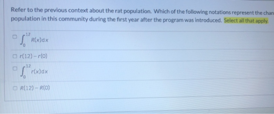 Refer to the previous context about the rat population. Which of the following notations represent the chan population in thi
