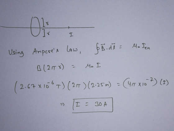 Using Ampere law, .i4- Ten Mo I (2.7 X 16 T) (2m (2-25) T 2) ) D 30 A