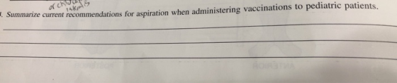 Summarize current recommendations for aspiration when administering vaccinations to pediatric patients.