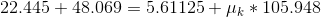 22.445+48.069=5.61125+\mu _{k}*105.948
