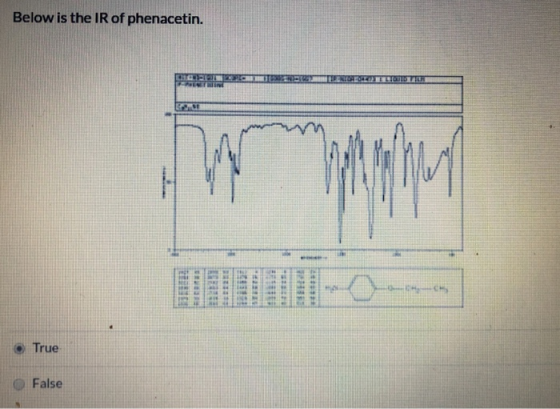 Below is the IR of phenacetin. True False