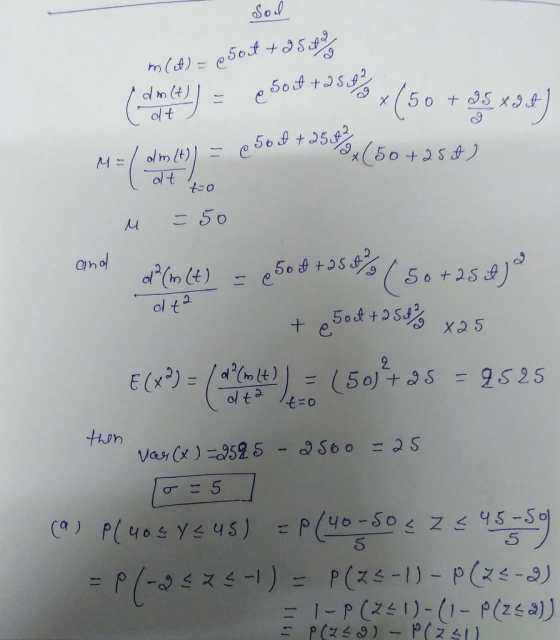 Sol 5ot dmlt) olt 5 o+5 x 9. (50+35) ME olt こ 50 anod d(in t) 51 + 35.8) 5ot+9Ss 11 + e 2 = 50) + 95 2525 1 then Var Cx)952