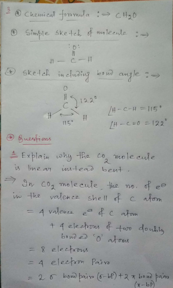 0 Simpile Skeo 122 115 4 Explain ohy Re co mole aule is line ar inteax bent ラSw co2 molecule, the no of ee c aom vw the valen