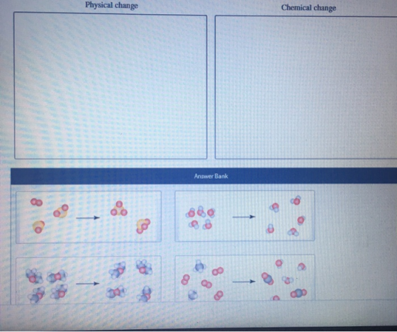 Physical change Chemical change Answer Bank