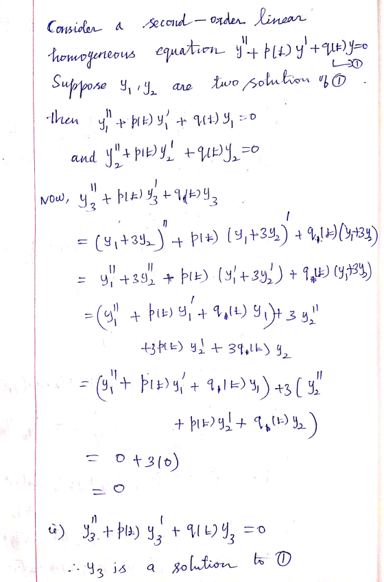 11 LO Consider a second-order linear homogeneous equation y+ Plt) y+914) Y=0 Suppose Y, ,9, are cre two solution of then yı