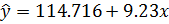 Û = 114.716 + 9.23x