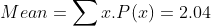 x.P(r) 2.04 Mean