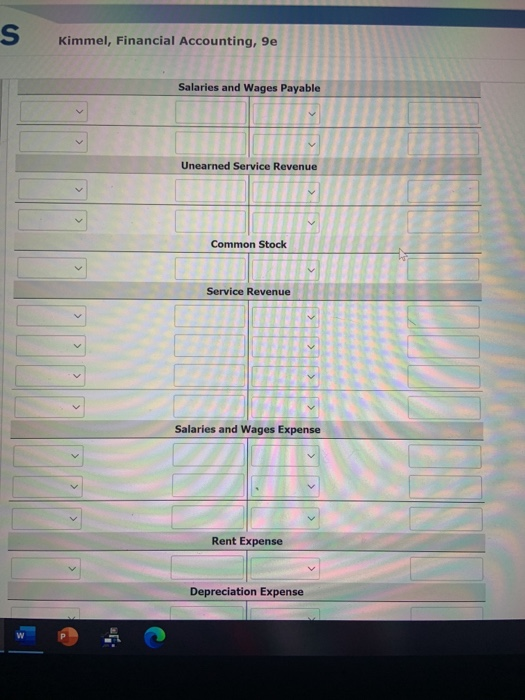 S Kimmel, Financial Accounting, 9e Salaries and Wages Payable Unearned Service Revenue Common Stock Service Revenue Salaries