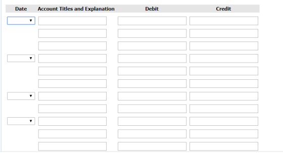 Date Account Titles and Explanation Debit Credit HHHH