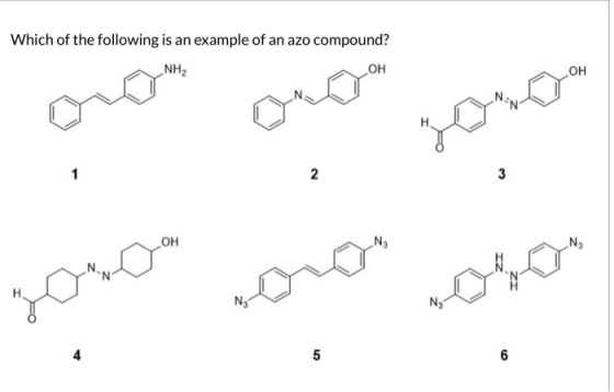 Which of the following is an example of an azo compound? NH2 OH