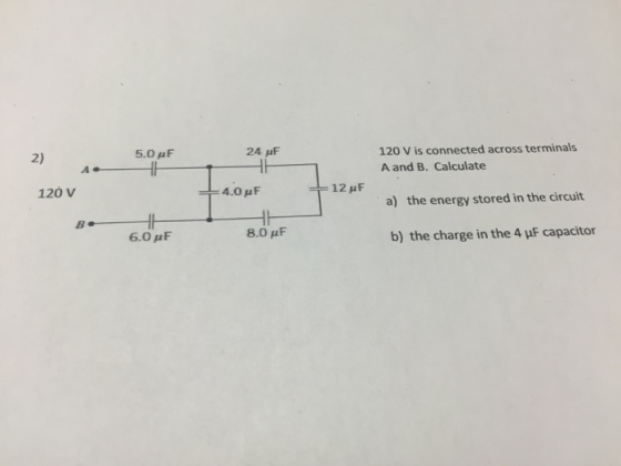 120 V is connected across terminals A and B. Cal