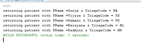 returning patient with FName -Surya &TriageCodeHA returning patient with FName =Vijaya & TriageCode = KS returning patient wi