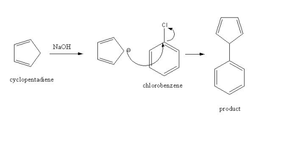 CI NaOH cyclopentadiene chlorobenzene product