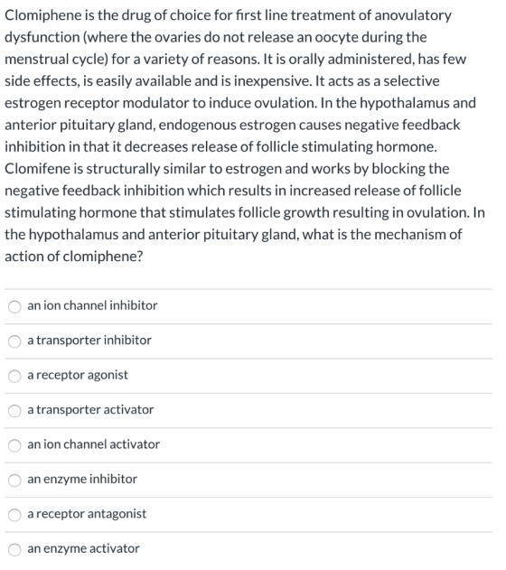 Clomiphene is the drug of choice for first line treatment of anovulatory dysfunction (where the ovaries do not release an ooc