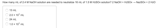 How many ml_ of 2.4 M NaOH solution are needed to