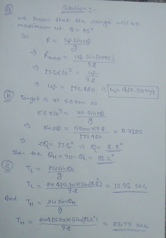 Solutiun So 9.2 L2 9.8 112486 then the QH = 9 o-01 81.2 xsn(8.82 = 12.9C sec And TH= 오u sinon 83-7 s see, 9.&